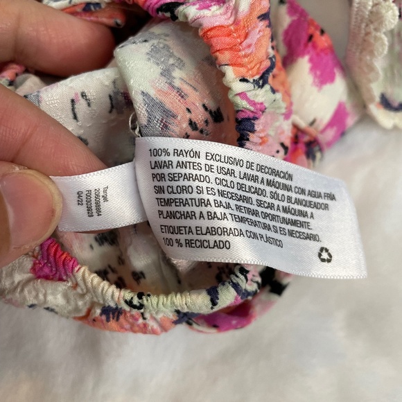 Cat & Jack Floral Romper Baby Infant 0-3M Pink Orange Gray White New with Tags - Picture 7 of 7